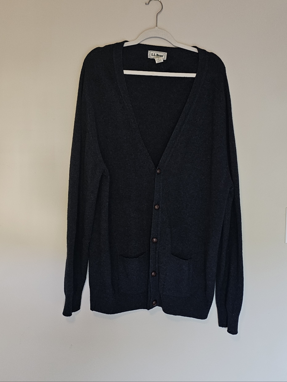 L.L. Bean Vintage Cardigan Grandpa Sweater 100% Lambswool Scotland Large Tall